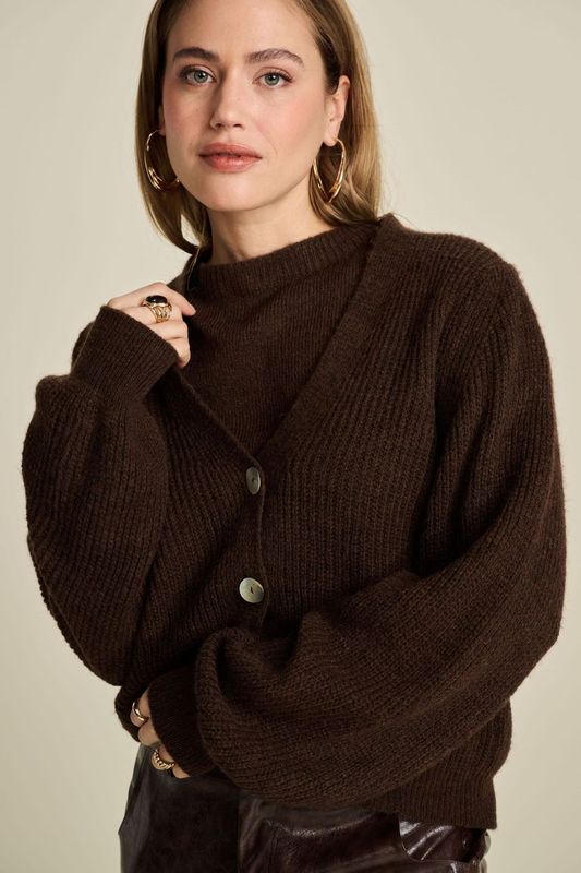 POM CARDIGAN | Brown