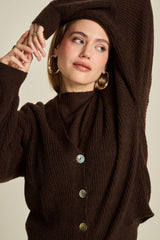 POM CARDIGAN | Brown