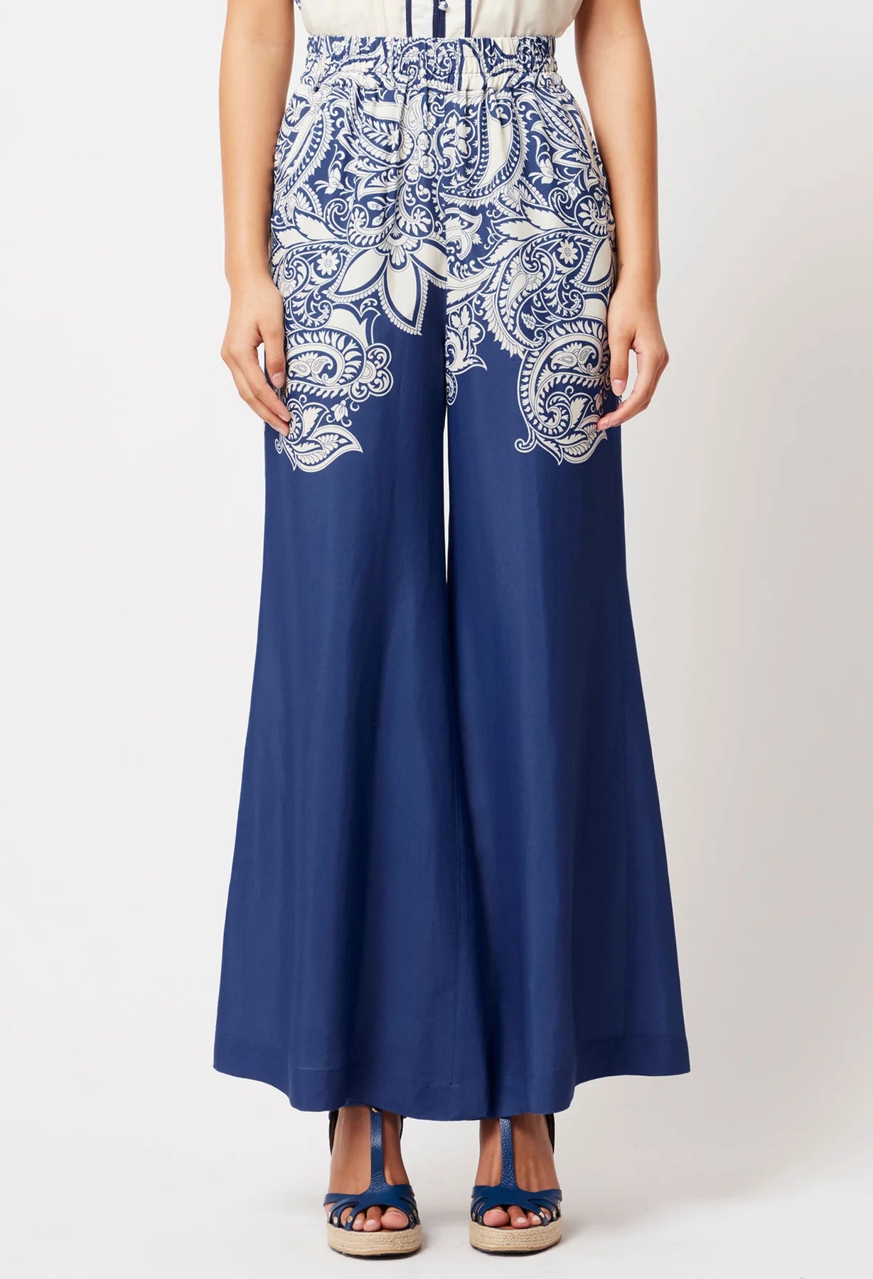 Oncewas Positano Viscose Pant in Nautique Paisley