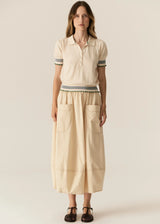 LASK KNIT POLO in Ecru + Green by Pol Clothing