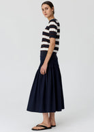 DARCEY STRIPE KNIT TEE in Ink + White + Choc by POL Clothing