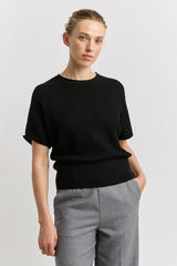 Pointelle Knit Dolman in Black by Toorallie