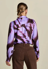 POM BLOUSE | Mila Satin Feathers Brown