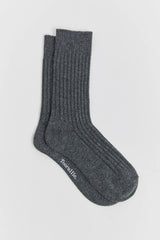 Ribbed Merino Socks in Zinc by Toorallie