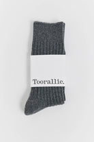 Ribbed Merino Socks in Zinc by Toorallie