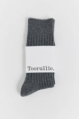 Ribbed Merino Socks in Zinc by Toorallie