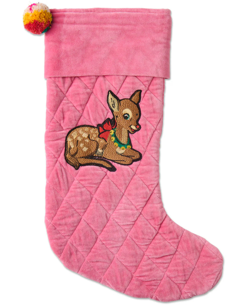 Velvet Stocking Rudolph Embroidered by Kip & Co