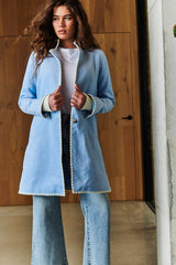 RYE BLANKET STITCH COAT in Sky Blue from Kireina