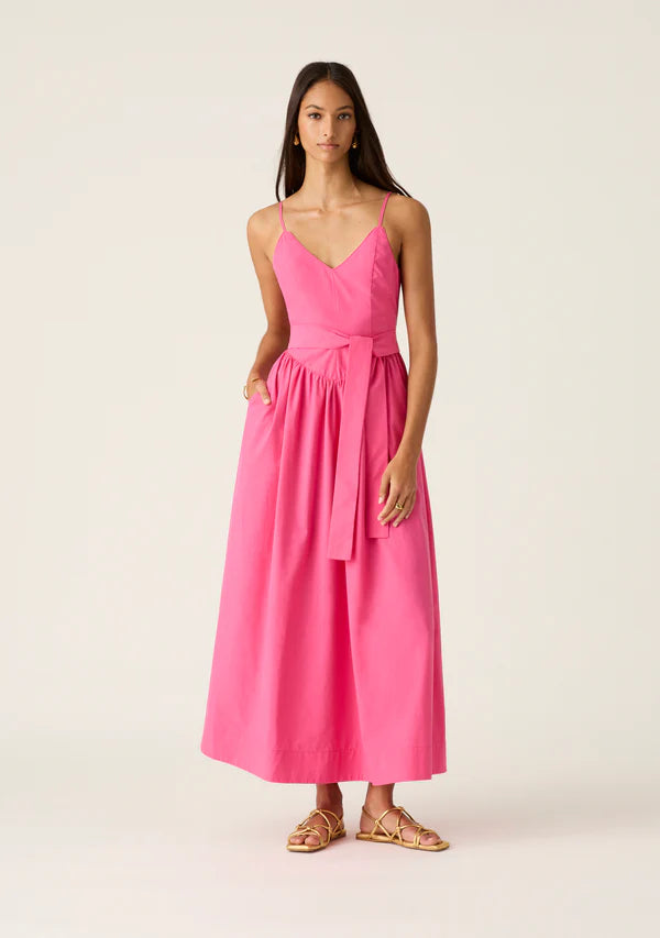 QUINN MIDI DRESS in Raspberry from MOS The Label