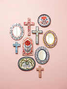 SAMIRA LARGE CROSS in Blue Flower by Jones & Co