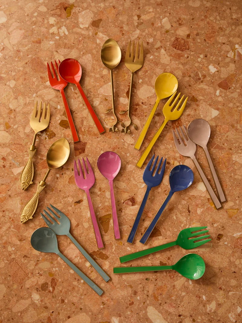 ENAMEL SALAD SERVERS in Blue by Bonnie and Neil