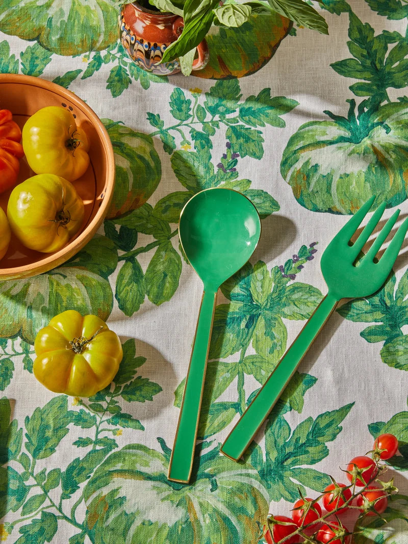 ENAMEL SALAD SERVERS in Emerald by Bonnie and Neil
