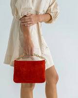 SAMANTHA CROSSBODY BAG in Red Suede by ARLINGTON MILNE