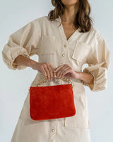SAMANTHA CROSSBODY BAG in Red Suede by ARLINGTON MILNE