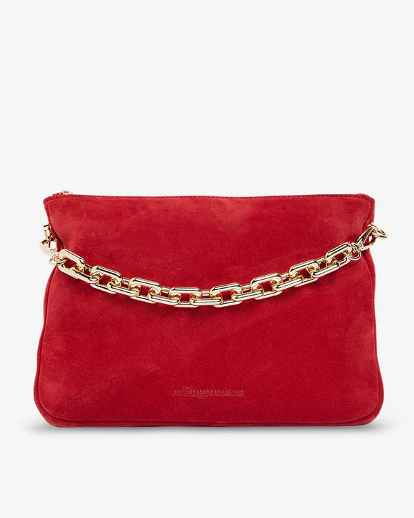 SAMANTHA CROSSBODY BAG in Red Suede by ARLINGTON MILNE