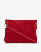 SAMANTHA CROSSBODY BAG in Red Suede by ARLINGTON MILNE
