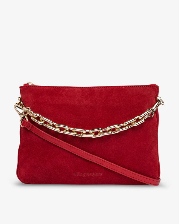 SAMANTHA CROSSBODY BAG in Red Suede by ARLINGTON MILNE