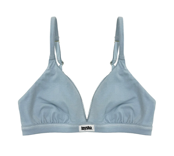 COTTON TRIANGLE BRA | Dusty Blue