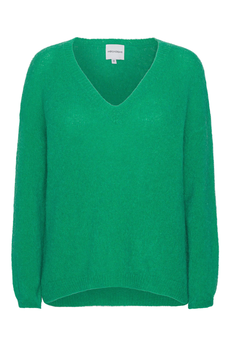 SILJA V NECK KNIT in Emerald Green by Americandreams