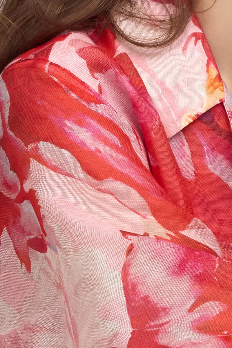 INA MAXI SHIRT DRESS in Pink + Red Floral from Sofia Irina