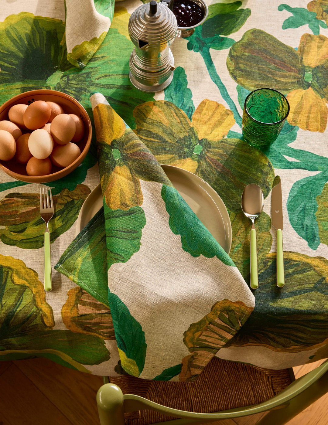TABLECLOTH in Wild Pansy Verde by Bonnie and Neil