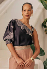 TAHANI ONE SLEEVE TOP | Onyx Casablanca