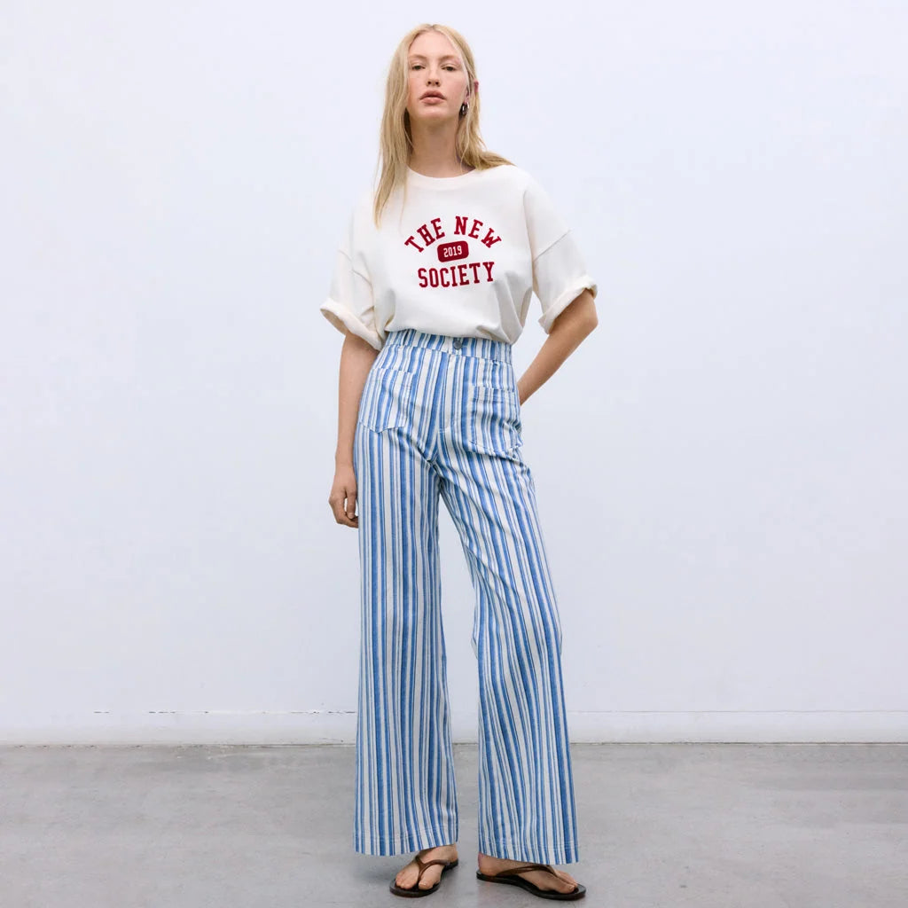 OLMO Pant in Coastal Dusk Stripes by The New Society