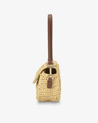 THEA SHOULDER BAG in Raffia Weave with Dark Tan by Arlington Milne