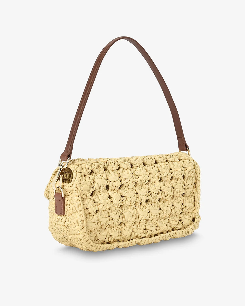 THEA SHOULDER BAG in Raffia Weave with Dark Tan by Arlington Milne