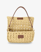 THEA SHOULDER BAG in Raffia Weave with Dark Tan by Arlington Milne