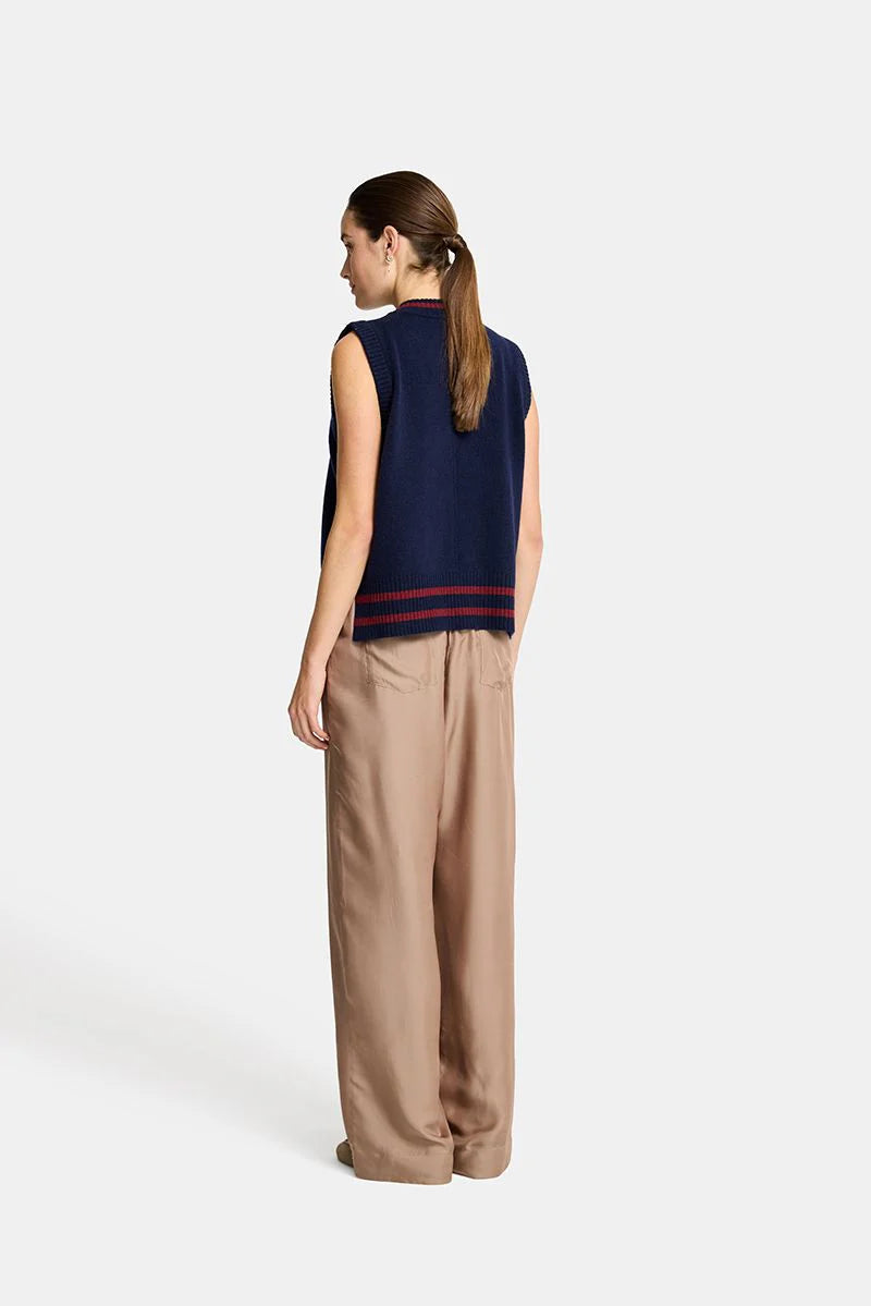 TINA KNIT VEST in Navy and Pinot by Arlington Milne