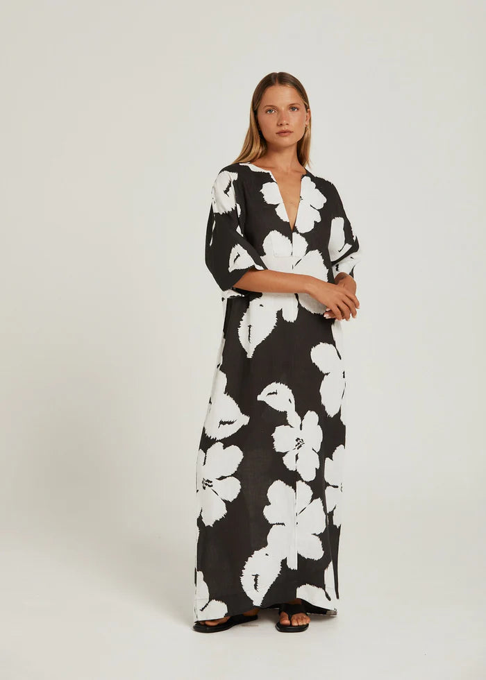 TULUM MAXI DRESS  in Charcoal Bloom by Pippa Ridley