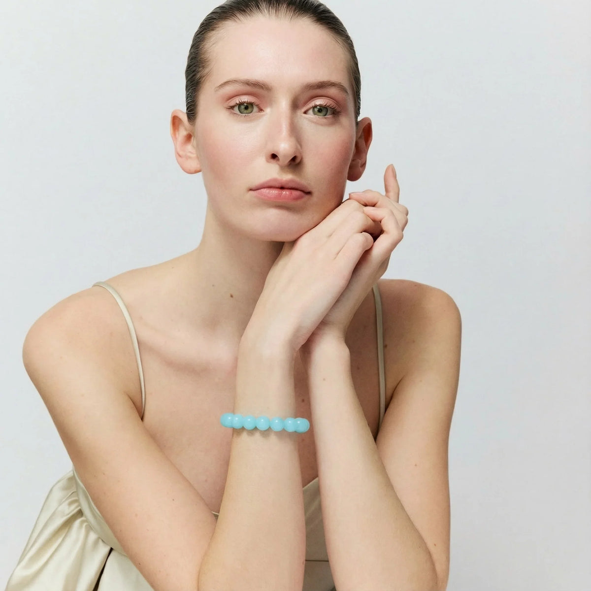 MINI BEADS FLEX BRACELET in Opaline Blue by Vanessa Baroni