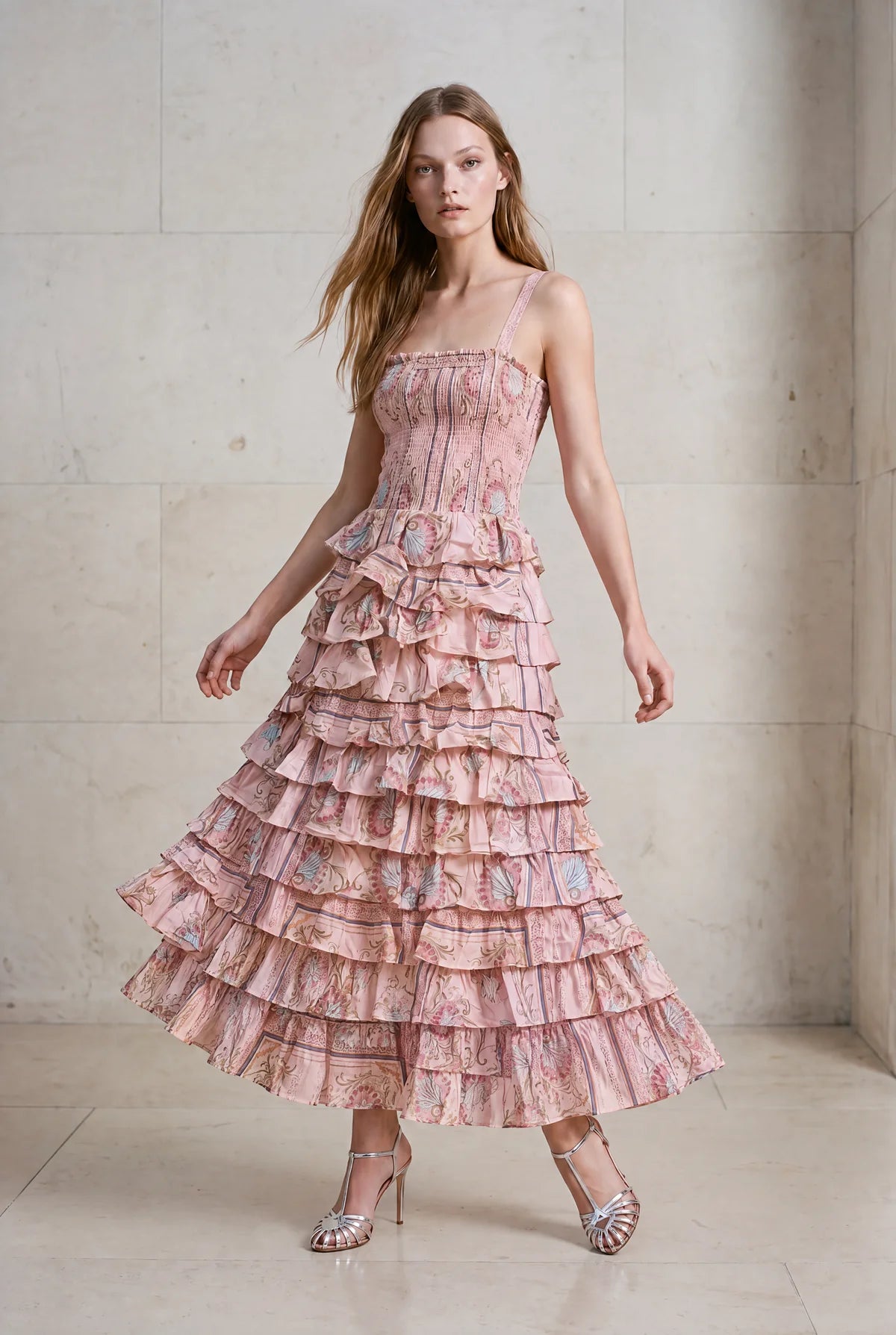 VALENTINA COTTON MAXI DRESS in Neptune Pink by Lola Australia
