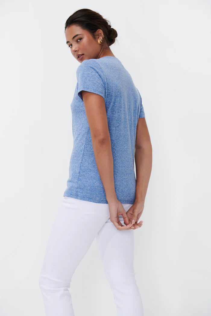 VERONICA V-NECK TEE in Denim Blue from Kireina