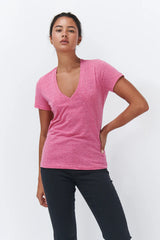 VERONICA V-NECK TEE in Raspberry Marle from Kireina