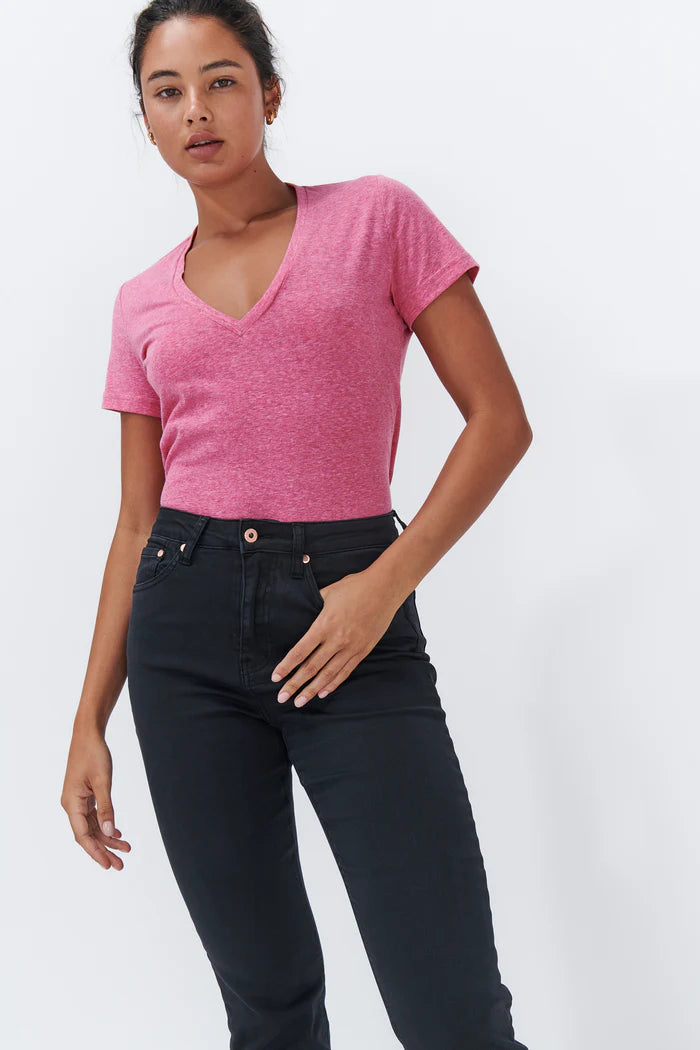 VERONICA V-NECK TEE in Raspberry Marle from Kireina