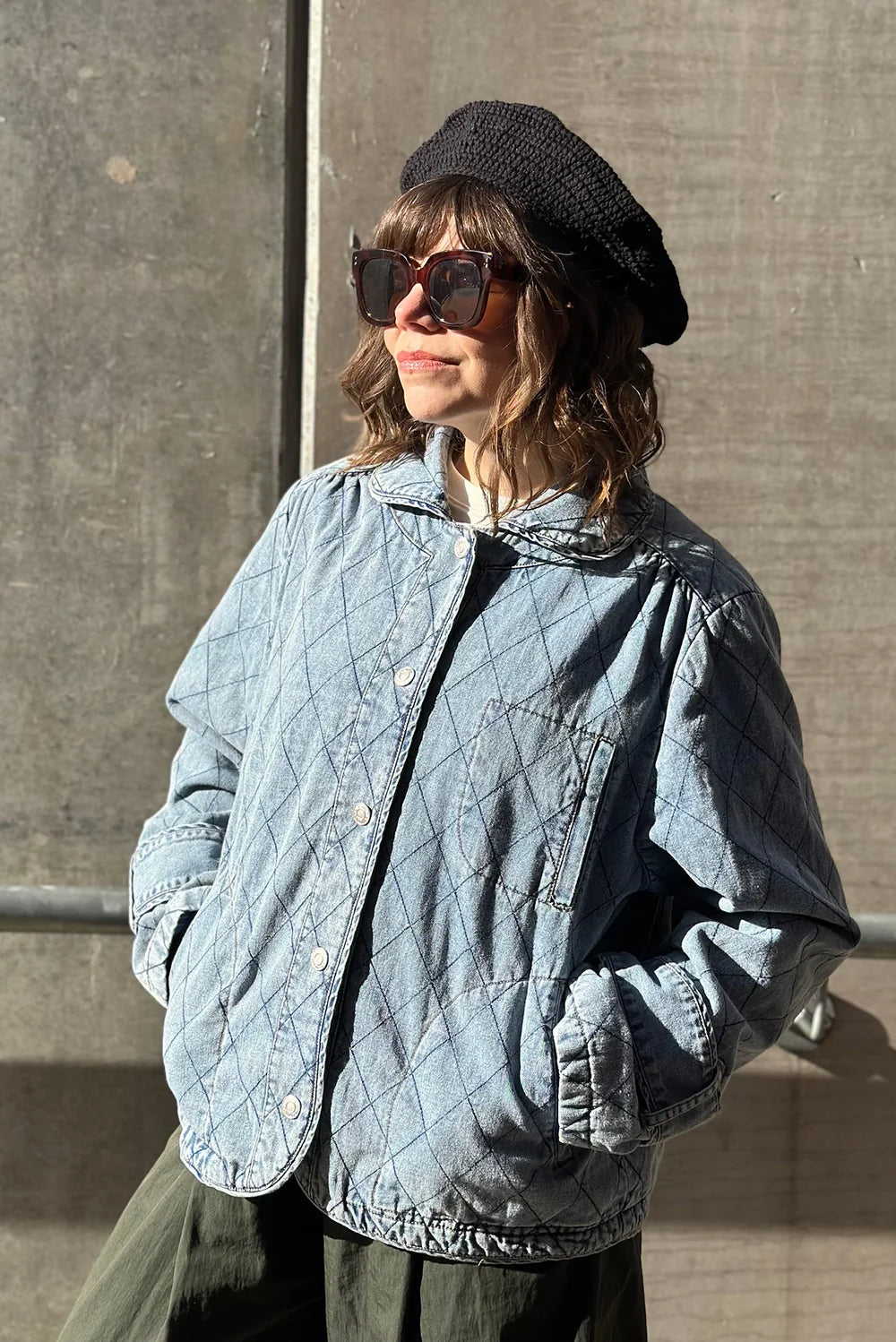 VIOLA QUILTED JACKET in Washed Denim by Lollys Laundry