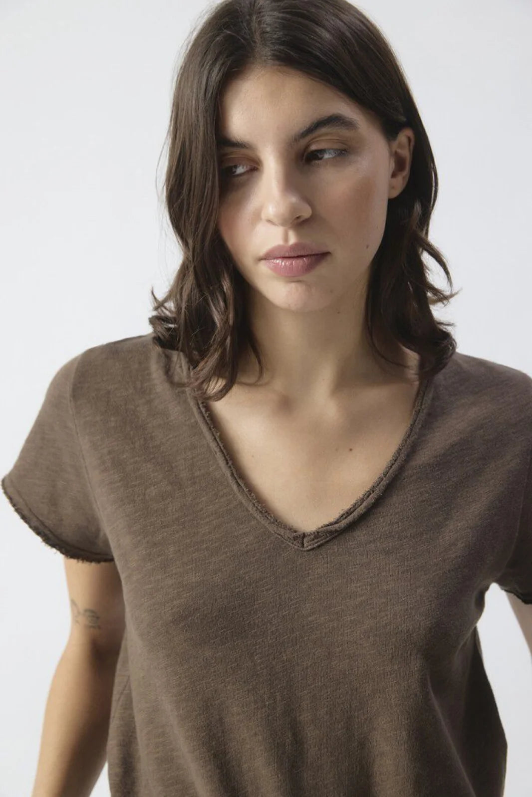 SONOMA SHORT SLEEVE V NECK TEE SON02AG in Vintage Chestnut by American Vintage