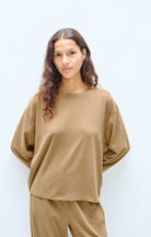 YPAWOOD LONG SLEEVE TEE YPA02B in Macchiato Melange by American Vintage