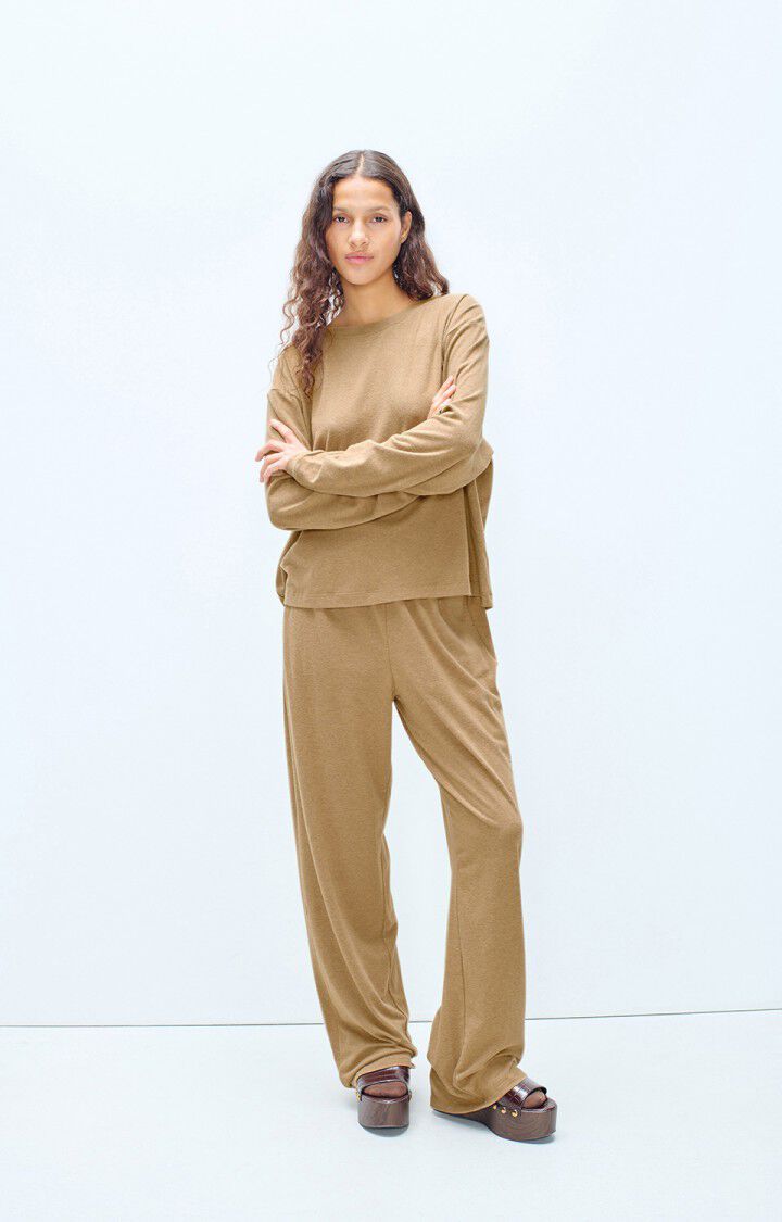 YPAWOOD LONG SLEEVE TEE YPA02B in Macchiato Melange by American Vintage
