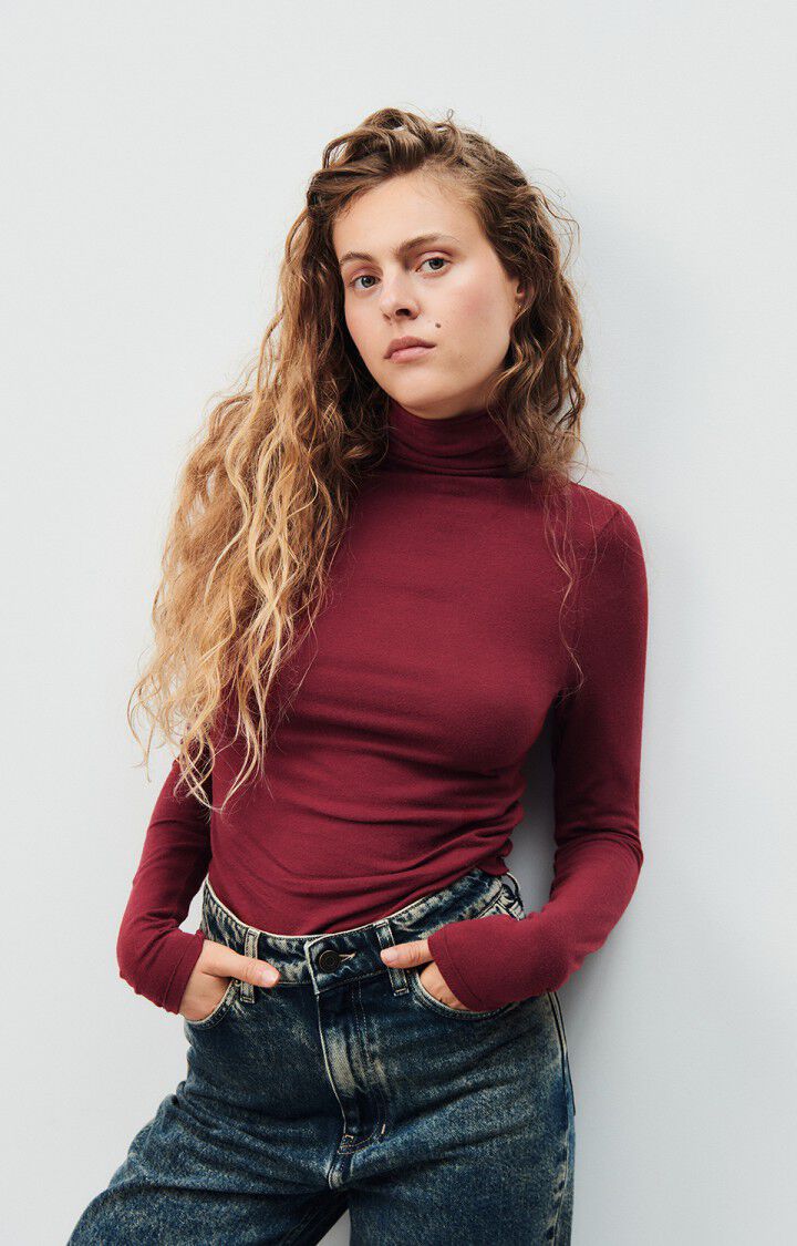 YPAWOOD TURTLENECK TEE YPA02C in Berry Melange