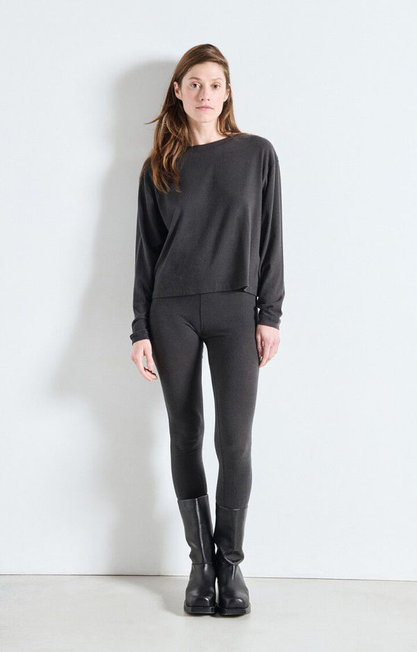 Ypawood Long Sleeve Tee YPA02B in Carbon Melange by American Vintage