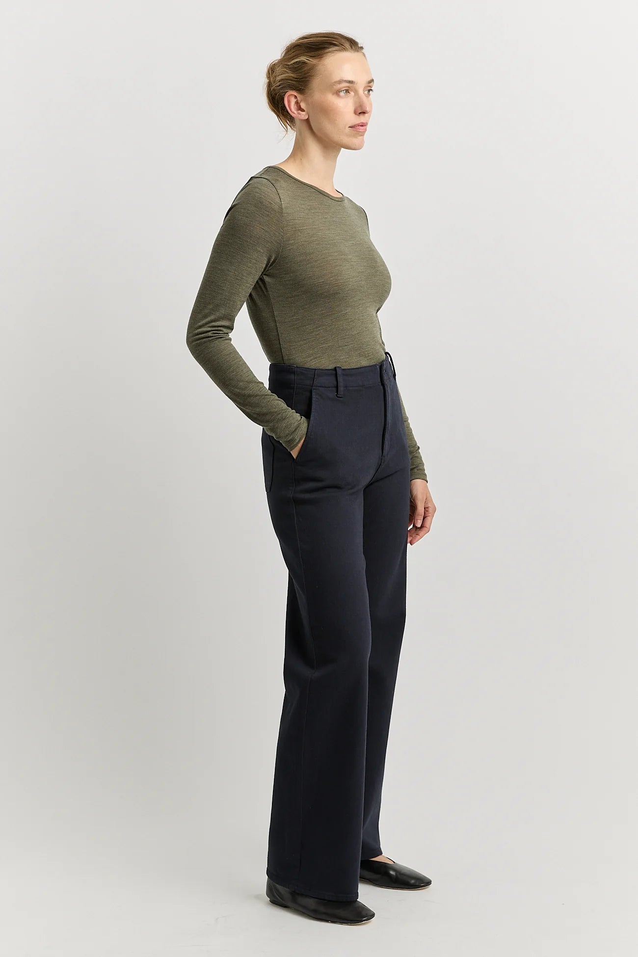 CREW MERINO TEE in Kale by Toorallie