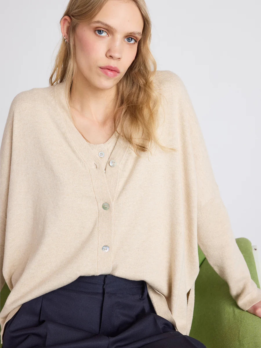 NATALIE PONCHO CARDIGAN | Oat - Darling & Domain