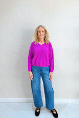 ALICIA CASHMERE KNIT TOP in Purple Neon from Absolute Cashmere