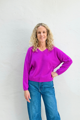 ALICIA CASHMERE KNIT TOP in Purple Neon from Absolute Cashmere