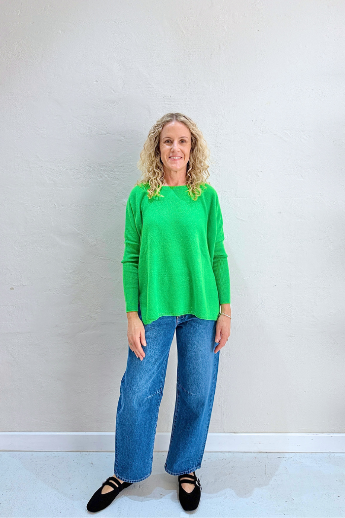 ASTRID CASHMERE KNIT TOP in Jungle by Absolute Cashmere