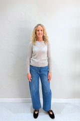 CATELINA CASHMERE KNIT TOP in Light Heather Grey by Absolute Cashmere