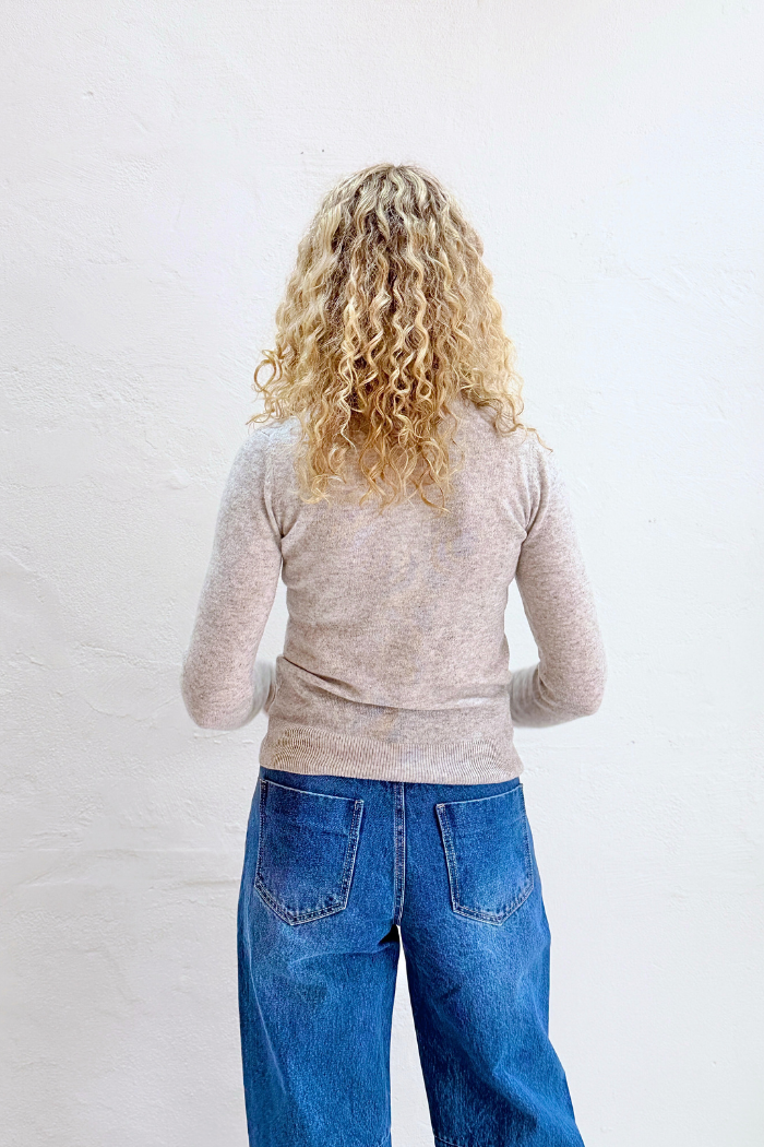 CATELINA CASHMERE KNIT TOP in Light Heather Grey by Absolute Cashmere